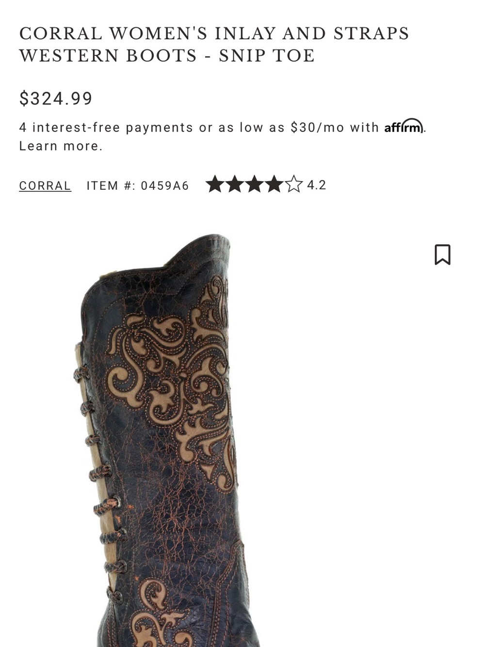 Corral Boots Embroidered Black and Tan Knee-High Heeled Snip Toe Boots - 7.5 - Picture 11 of 14